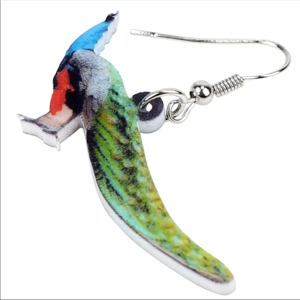Peacock Acrylic Earrings - Picture 5 of 6